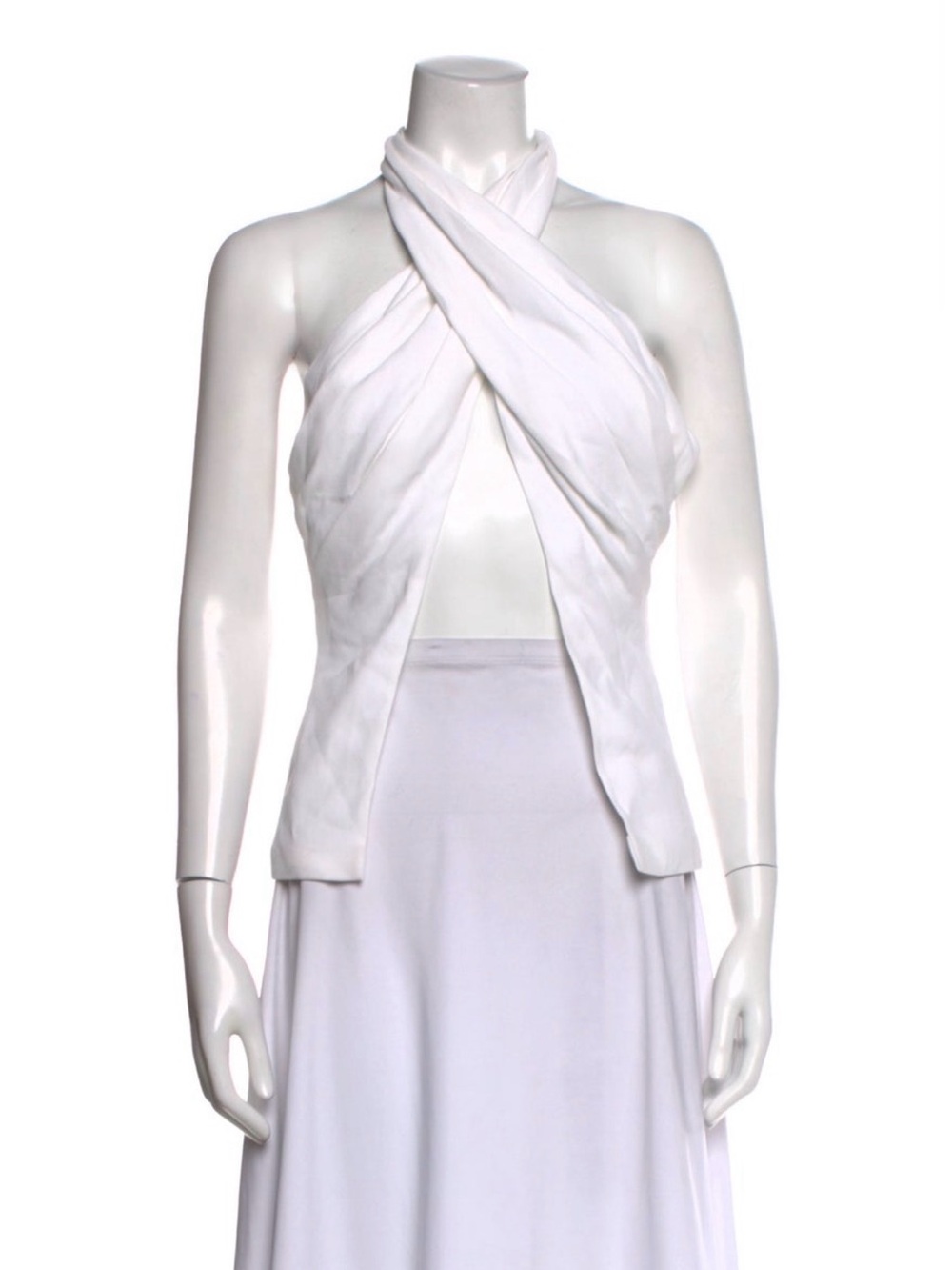 Balmain White Cross-Front Halter Top